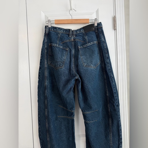 Free People We The Free Good Luck Mid-Rise Barrel Jeans Deep End Size 27 - Picture 5 of 12